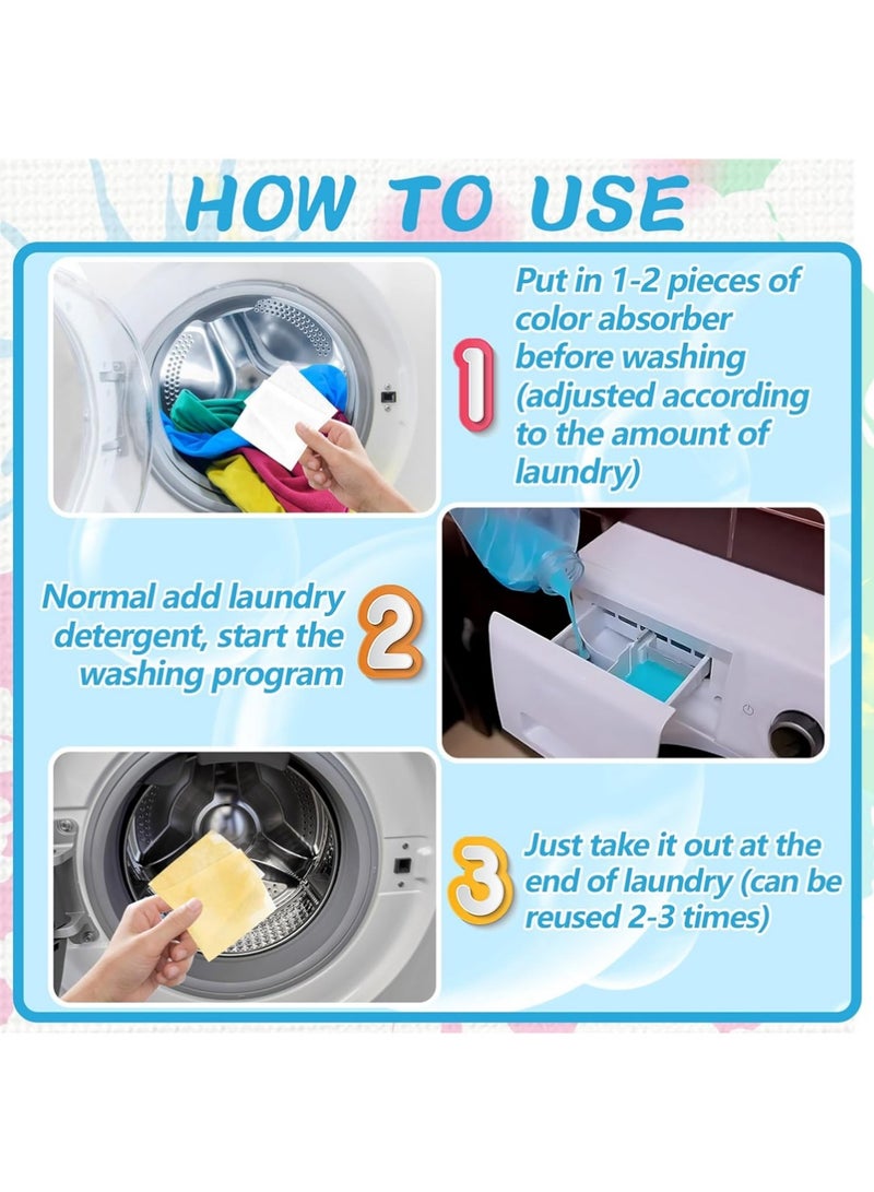 YOUGE Color Catcher Sheets - 100 Count Dye Trapper for Laundry to Prevent Color Bleeding,Allow Mixed Washes of Whites and Colors,Fragrance Free & Bleach Free Dye Grabber Sheets - Image 5